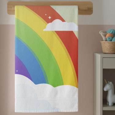 Imagem de Toalha de Banho Infantil Estampa ArcoÍris Colorido Com Cores Vivas Toq