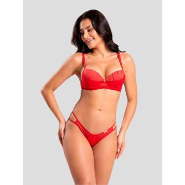 Imagem de Conjunto Dafne IMI Lingerie Sutiã com Bojo e Calcinha Fio Duplo em Mic