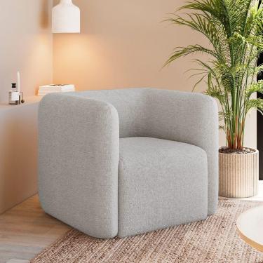 Imagem de Poltrona Decorativa Sala De Estar Trinidad Base Fixa Bouclê Cinza G33 - Gran Belo