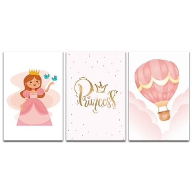 Imagem de Kit Placas Quadros Decorativos 3 Peças 20x30 Menina Balão