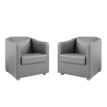 Imagem de Kit 2 Poltronas Tilla Corino Cinza Dal Poz Estofados