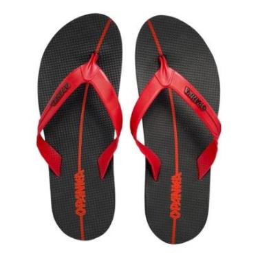 Imagem de Sandalia Opanka Masculina Chinelo Dedo Flexível Preto Vermelho 7159-Masculino