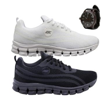 Imagem de Kit 2 Tênis Masculino para Academia Leve Conforto Dia a Dia + Relógio-Masculino