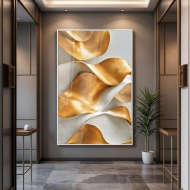 Imagem de Quadro com Moldura e Acrilico Cristal Vidro Arte Moderna Dourada para 