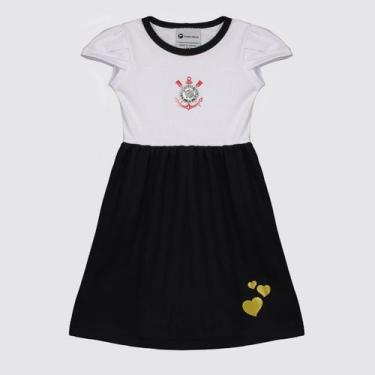 Imagem de Vestido Corinthians Infantil Branco - Torcida Baby, 8 ANOS