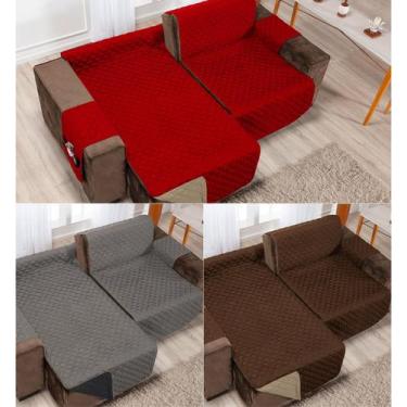 Imagem de Capa protetora de sofá retratil matelassê 4 e 5 lugares 2,2m vermelho 