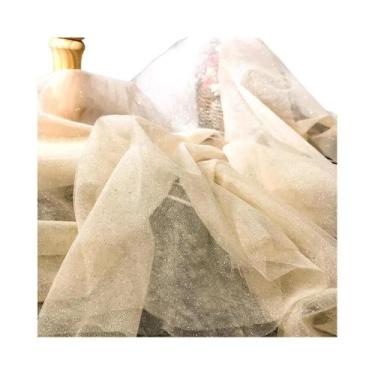 Imagem de Tecido De Tule Com Glitter Prateado E Lantejoulas, Renda De Rede Macia