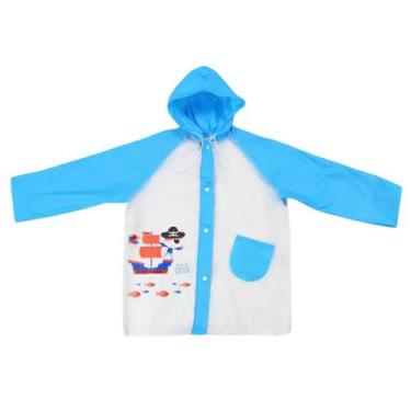 Imagem de Capa de chuva infantil para menina menino com capuz e bolsos pvc refor