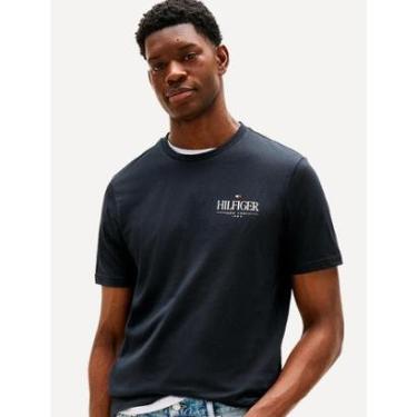 Imagem de Camiseta Tommy Hilfiger Masculina Stack Poster Logo Azul Marinho-Masculino