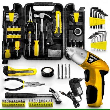 Imagem de Parafusadeira Elétrica Led 4.8V Com Kit Ferramentas Maleta 200 Peças C