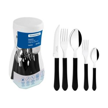 Imagem de Faqueiro 20 Peças Leme Preto Aço Inox Polipropileno Tramontina