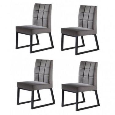 Imagem de Kit 4 Cadeiras Estofadas Pés Metálicos Gênova Yescasa - Cimol