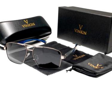 Imagem de Óculos De Sol Vinkin Masculino Polarizado Uv400 Luxuoso, Cinza, Azul