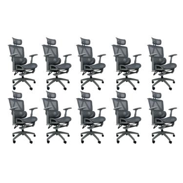 Imagem de Kit 10 Cadeiras de Escritório Oficial Titan Cinza