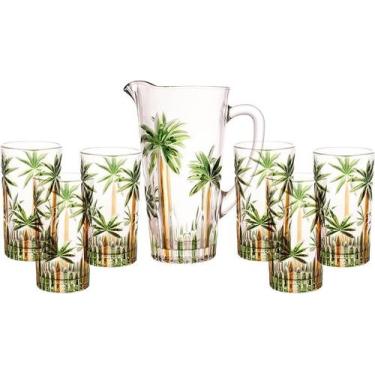Imagem de Conjunto Jarra com 6 Copos de Cristal Palm Tree Handpaint - WOLFF