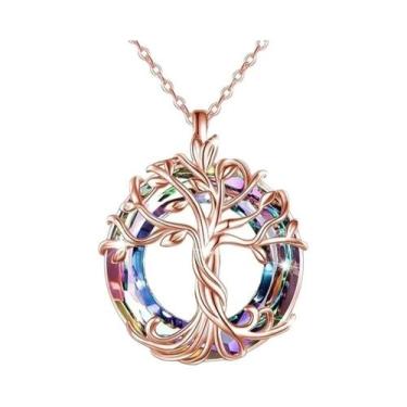 Imagem de Colar Celta Feminino Com Árvore Da Vida, Joias Com Círculo De Cristal,