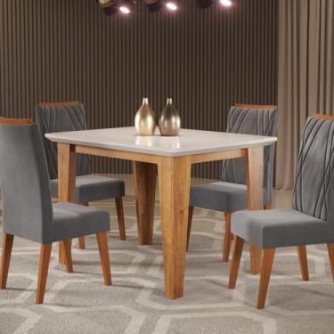 Imagem de Mesa de Jantar Retangular Divine com Vidro 1,20x90 e 4 Cadeiras Vegas 