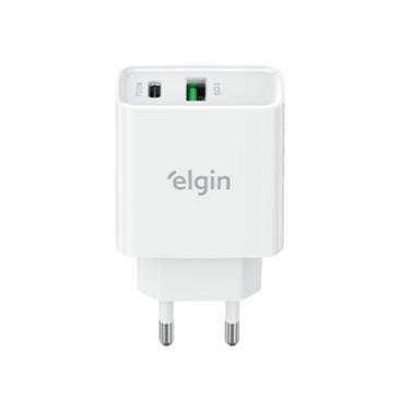 Imagem de Carregador USB Tipo C 2 Saídas Elgin Ultra Rápido 20W