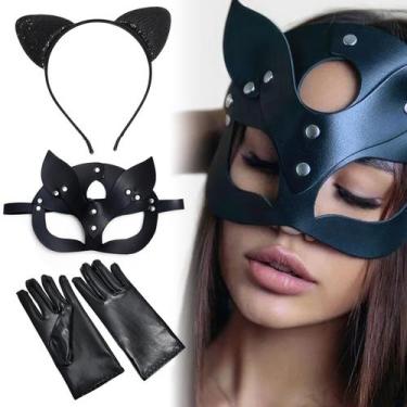Imagem de Máscara mascarada shengo Máscara ocular feminina de couro para gatos