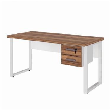 Imagem de Mesa Escritório PÉ QUADRO 1,50x0,60m - C/ Gavetas - NOGAL SEVILHA / BR