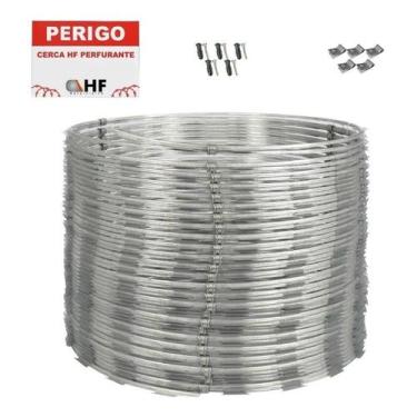 Imagem de 05 Metros Cerca Concertina Dupla Clipada 45cm + Kit Cod 144 - Congratu