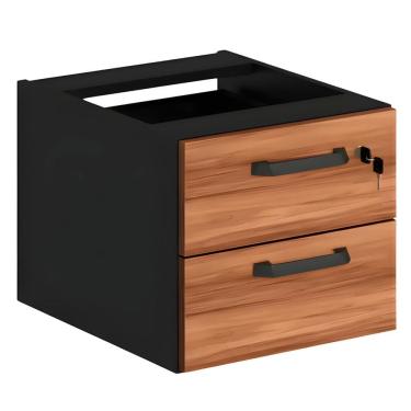 Imagem de Gaveteiro Suspenso Com 2 Gavetas Com Chave Nogal/preto - Acimaq