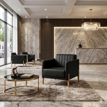 Imagem de Poltrona Elegance Decorativa Linho Sala Estar Luxo Moderna