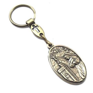 Imagem de Chaveiro Santa Rita de Cássia Metal Ouro Velho - FORNECEDOR 12