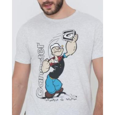 Imagem de Camiseta Masculina Popeye Personagem em Algodão Confortável Gangster, 