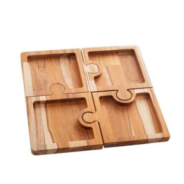Imagem de PETISQUEIRA MADEIRA TECA C/4 DIVISÓRIAS 30x30x2cm - 7895730133318 - Wo