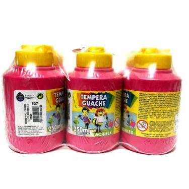 Imagem de Tinta guache acrilex rosa 250ml - kit com 6 un