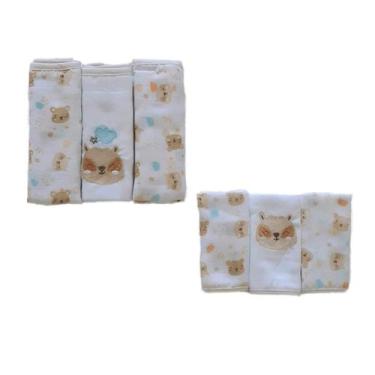 Imagem de Kit Bebê Fralda de Pano com Bainha + Paninho de Boca - Baby Gijo, Urso