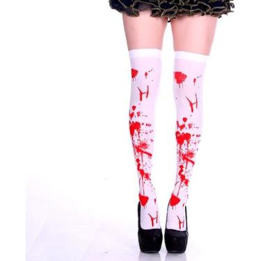 Imagem de Meia Calça 7/8 Fantasia Leve Branca Bood Halloween Fashion - Reserva