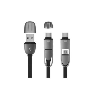 Imagem de Cabo 2 Em 1 Micro Usb Com Adaptador Type-C Preto Wi350 - Multilaser