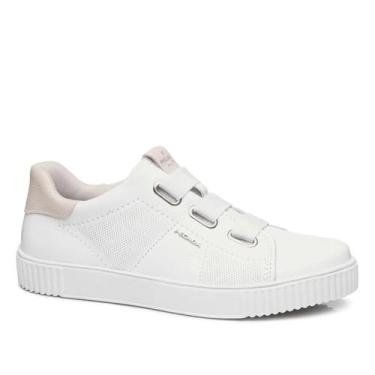 Imagem de Sapatênis Feminino Pegada Couro Slip On Salto Baixo 219015, 36, Branco