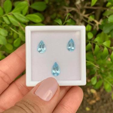 Imagem de Água Marinha Azul Gota SET 3,27ct - SP GEMAS