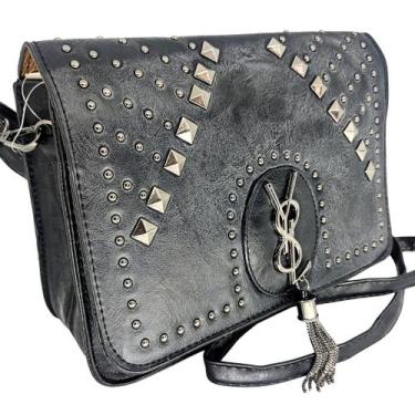Imagem de Bolsa feminina transversal tiracolo com pedrinhas espaçosa - glamour, 