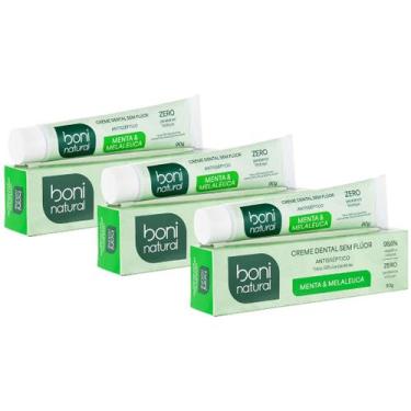 Imagem de Kit 3 Creme Dental Boni Natural Sem Fluor Menta Melaleuca Antisseptico
