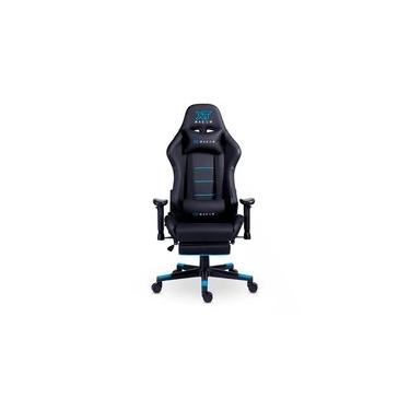 Imagem de Cadeira Gamer XT Racer Attack, Até 120Kg, Reclinável, Apoio de Pés Retrátil, Cilindro de Gás Classe 4, Couro PU, Preta e Azul - XTR-058