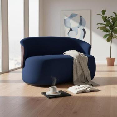 Imagem de Namoradeira Decorativa Beatriz Orgânica Composê Couro Marrom Suede Azu