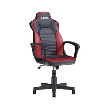 Imagem de Cadeira Gamer Turbo Black Vulcan Ergonômica Conforto Pcyes, Vermelha