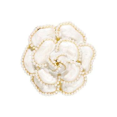 Imagem de Broche Bijuteria Para Blusa Camisa Luxo Pérola Flor M149 - - XUMI, Off