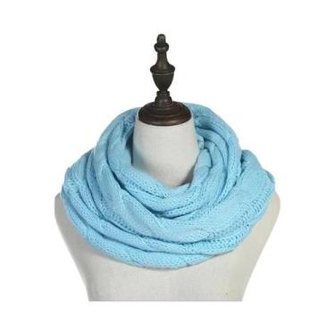 Imagem de Cachecol Feminino De Lã Sólida Com Tricô Trançado, Gola Cowl, Cachecol