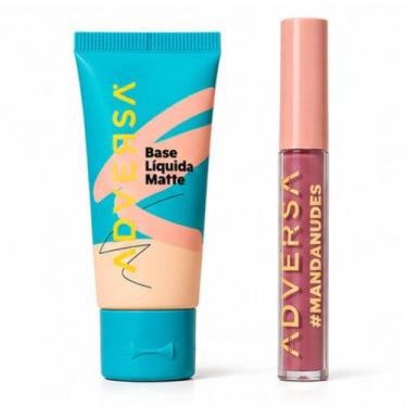 Imagem de Kit Base Líquida Matte Adversa Tom 100 + Batom Líquido Matte Fechou Co