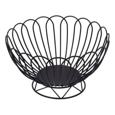 Imagem de Fruteira Home&Co 14x23x23cm Metal Preto para Mesa Posta Jantar e Ceia 