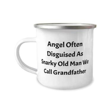 Imagem de Inspire Grandfather Gifts, Angel Often Disguised As Snarky Old Man We Call Grandfather, Christmas 355 ml Caneca de acampamento para avô