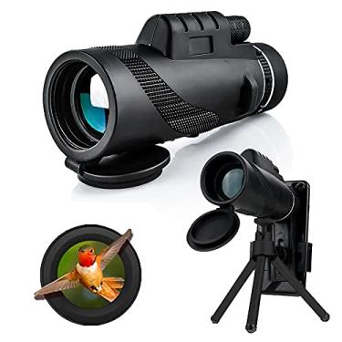 Imagem de Monóculo de telescópio HD 40X60 , com suporte para smartphone e tripé à prova d'água BAK4 IPX7 para acampamento ao ar livre, shows de observação da lua