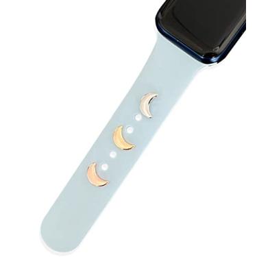 Imagem de Charm Berloque Pin Strass Anel Símbolos Pingente Patas Coração Kits Love, Compatível com Pulseiras para Apple Watch (Lua - Dourado)