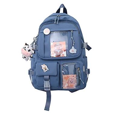 Imagem de Anime Mochila Escolar Antifurto Feminina Bolsa de Viagem Meninas (azul)