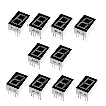 Imagem de Oiyagai Pacote com 10, tela LED de 7 segmentos de 1,4 cm, tubo digital vermelho de 1 dígito, cátodo comum de 10 pinos, para Arduino, eletrônicos DIY, projetos de microcontroladores